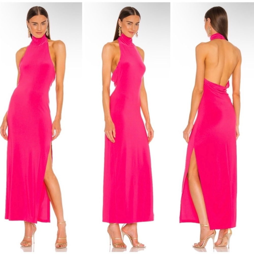 Norma Kamali Halter Turtle Gown in Rose Size XL